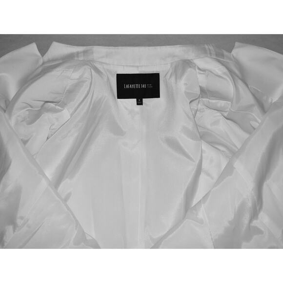 NEW LAFAYETTE 148 White Cotton Single Button Stand Collar Jacket Blazer Size 0 - Picture 4 of 6